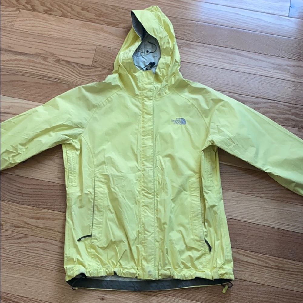 Yellow north face rain jacket